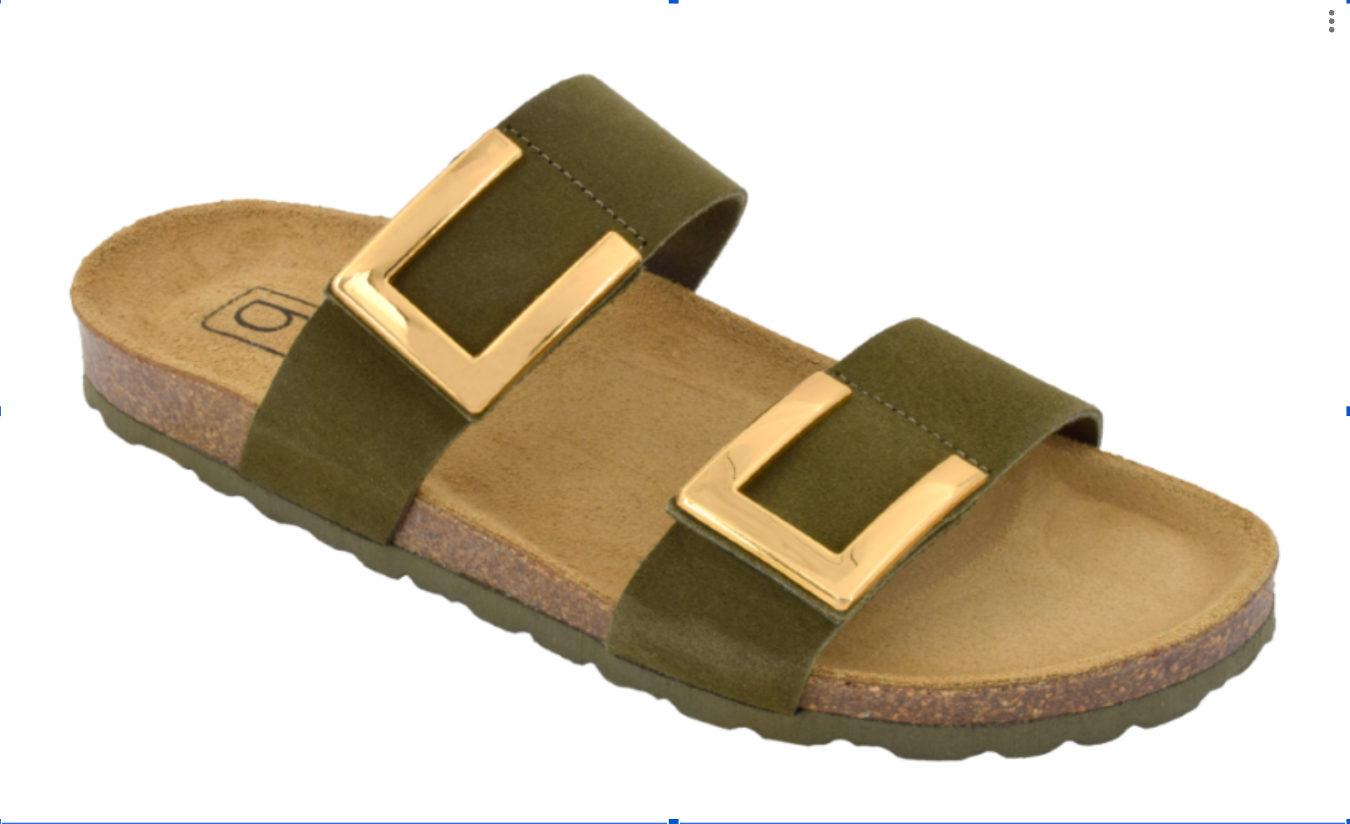 Arabella par Biotime – Sandale en cuir kaki avec boucles dorées